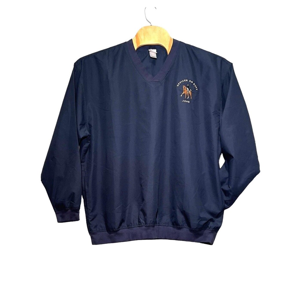 Blue Windbreaker Pullover Officer on Duty,‎ John Equestrian Badger Sports XL